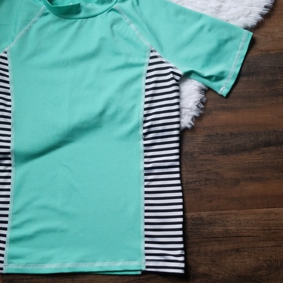 Cat and Jack Mint Striped Summer Rash Guard - Picture 2 of 8